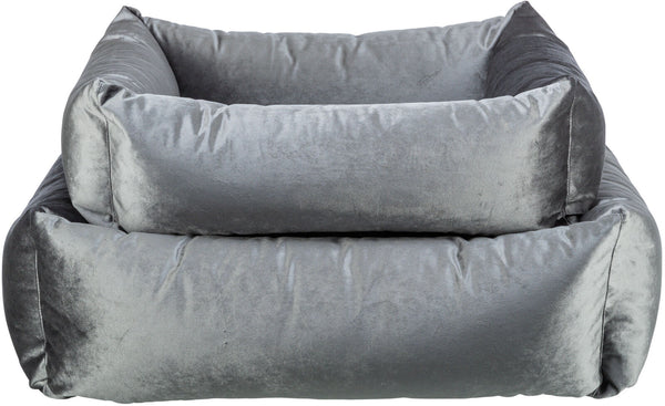 Malia bed, angular, dark gray