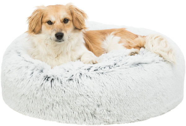 Coussin Harvey, rond, blanc-noir