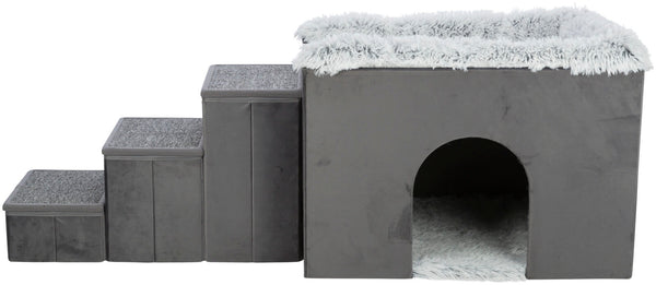 Harvey Cave with Stairs, 119×47×50cm, Grey/White-Black