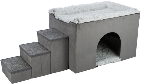 Harvey Cave with Stairs, 154×60×60cm, Grey/White-Black