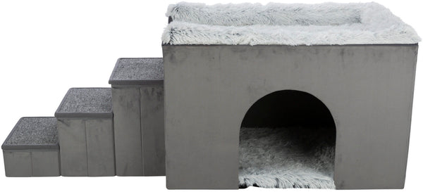 Harvey-Höhle mit Treppe, 154×60×60cm, grau/weiß-schwarz