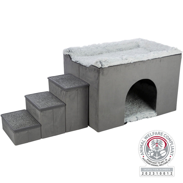 Harvey Cave with Stairs, 154×60×60cm, Grey/White-Black