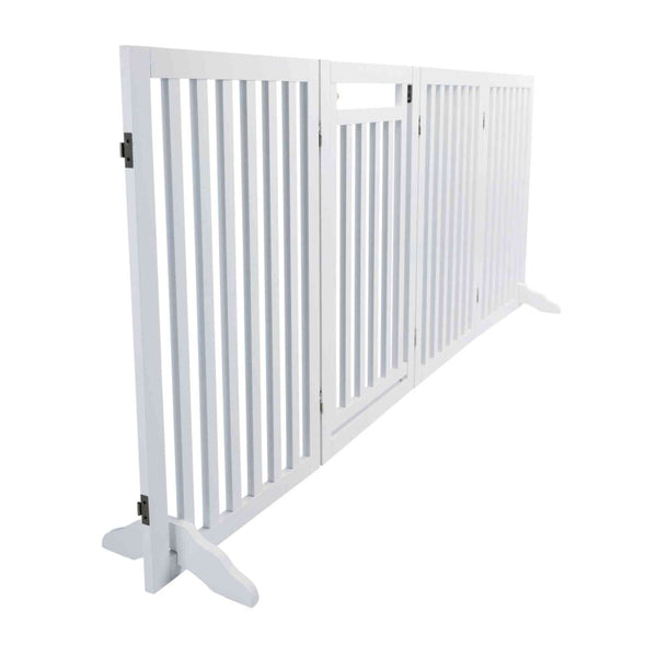 Barrière de sécurité pour chiens, en 4 parties, avec petite porte, 60-160×81cm,