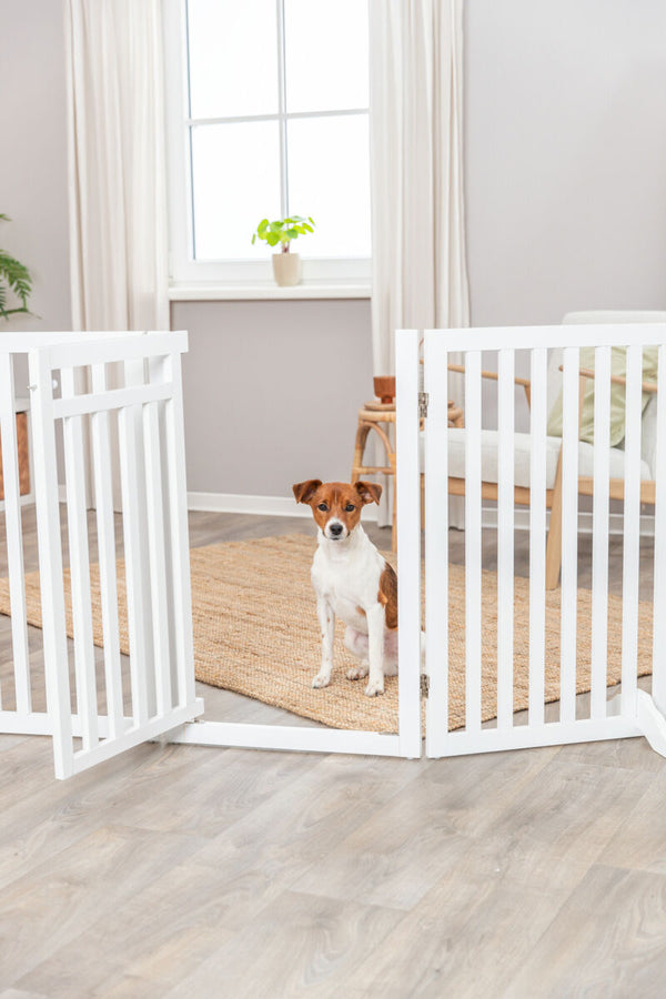 Dog safety gate, 4-part, with small door, 60-160×81cm,