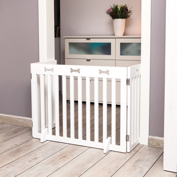 Dog Safety Gate, 3-Piece, 82-124x61cm, White