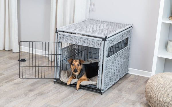 Home Kennel, polyrattan, M: 58 × 60 × 77 cm, light gray