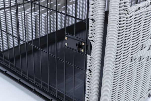 Home Kennel, polyrattan, M : 58 × 60 × 77 cm, gris clair