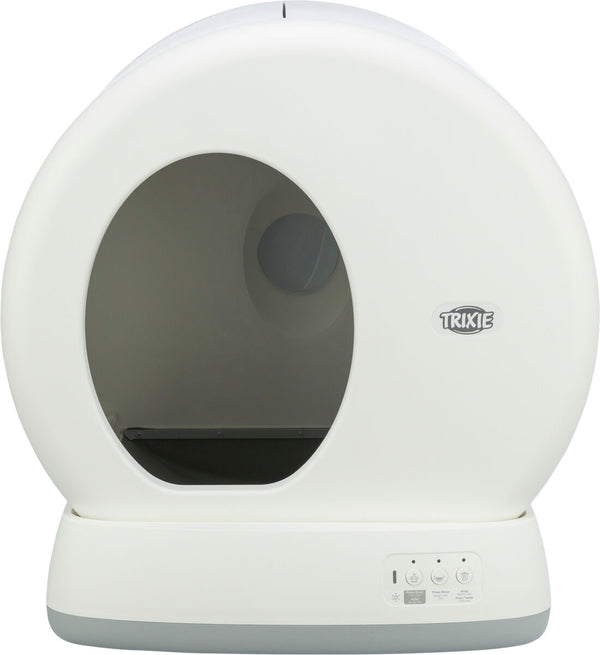 Self-cleaning litter box, plastic, white