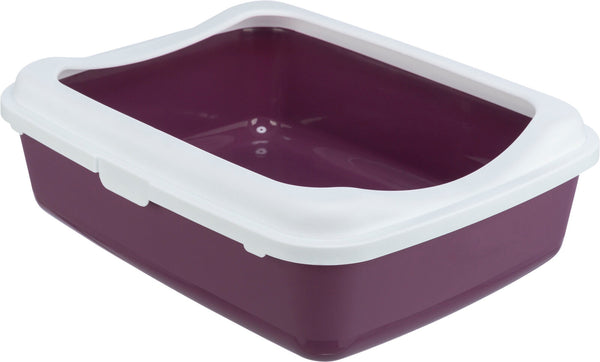 Classic Litter Box, with Rim, Berry/White