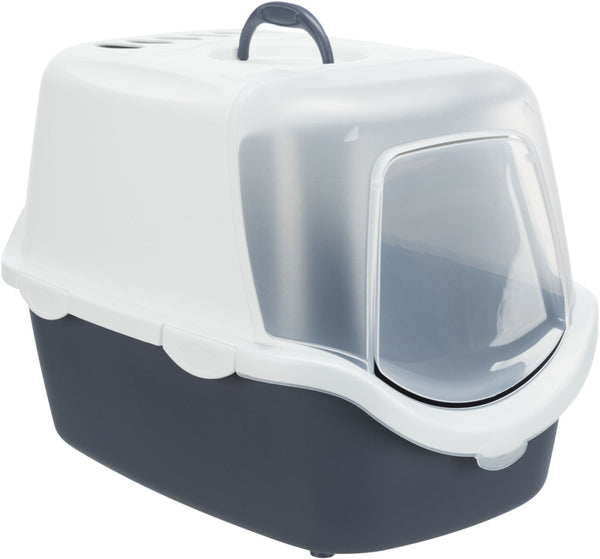 Vico Open Top Litter Box, with Hood, Blue Grey/White