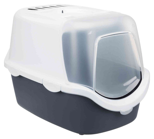 Vico Open Top Litter Box, with Hood, Blue Grey/White