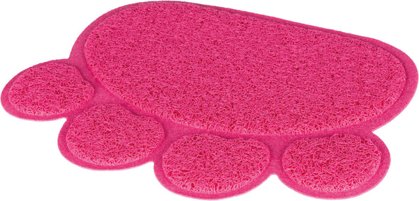 Tapis pour bac à litière, patte, PVC, 40×30cm, rose