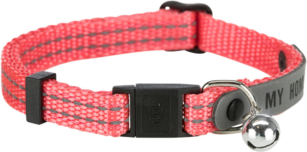 Cat collar with address tag, reflective, nylon