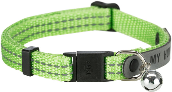 Cat collar with address tag, reflective, nylon