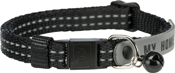 Cat collar with address tag, reflective, nylon