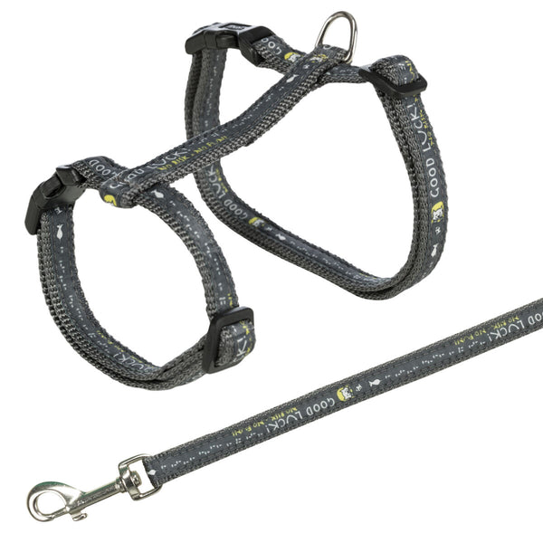 Cat harness with leash, with pattern, nylon, 1.20m for large cat