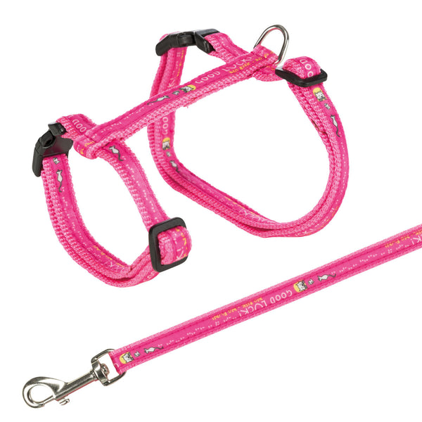 Cat harness with leash, with pattern, nylon, 1.20m for large cat