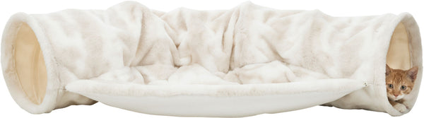 Nelli play tunnel with resting surface, plush, white-taupe