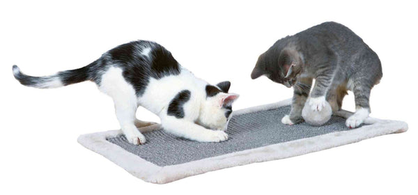 Scratching mat with plush edge, 55×35cm, light grey