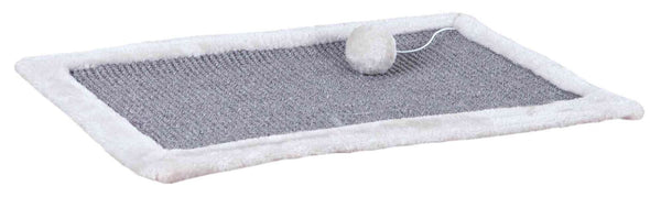 Scratching mat with plush edge, 55×35cm, light grey