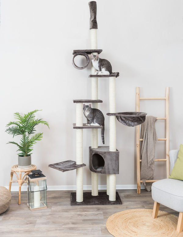 "Madrid" cat tree, floor to ceiling, gray - 2Cart.