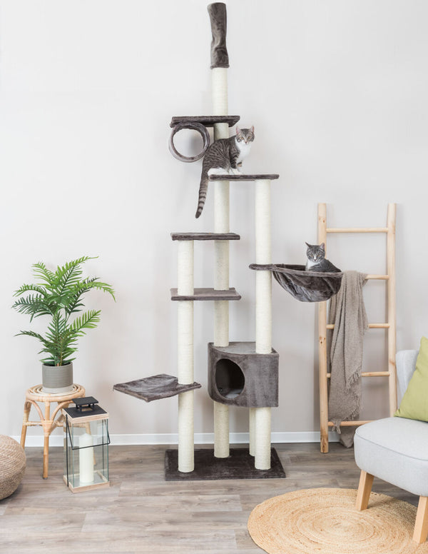 "Madrid" cat tree, floor to ceiling, gray - 2Cart.