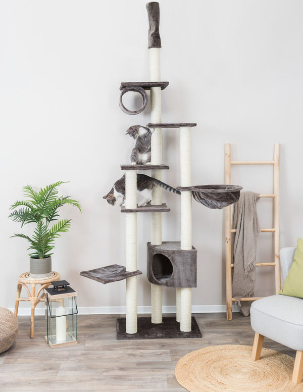 "Madrid" cat tree, floor to ceiling, gray - 2Cart.