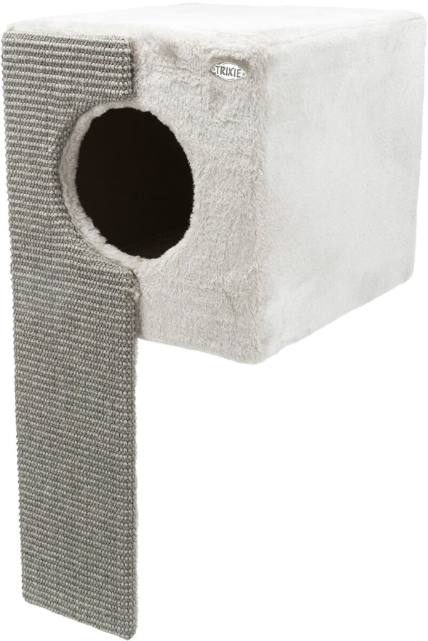 Cozy cave for shelves with scratching post, 33×70×37cm, grey