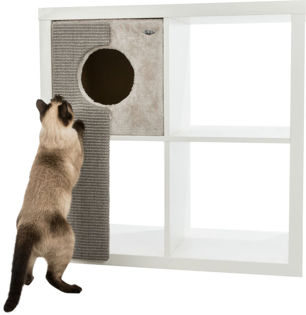 Cozy cave for shelves with scratching post, 33×70×37cm, grey