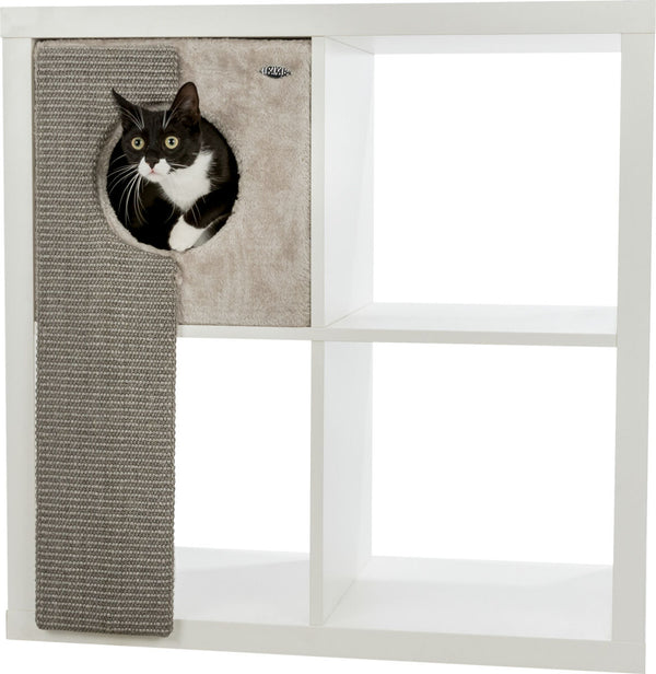 Cozy cave for shelves with scratching post, 33×70×37cm, grey