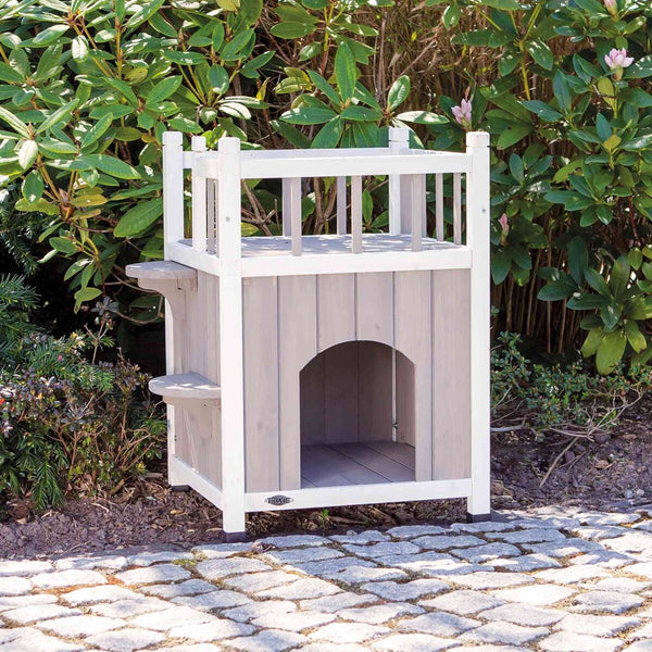 natura Cat's Home avec balcon, 45×65×45cm, gris/blanc