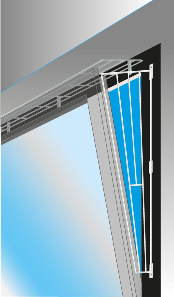 Protective grille for tilting, inclined, white window