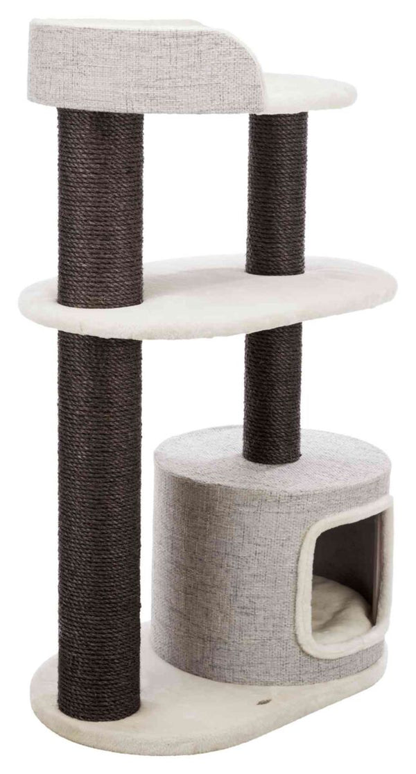 Arbre à chat XXL Cara, 128 cm, blanc/gris