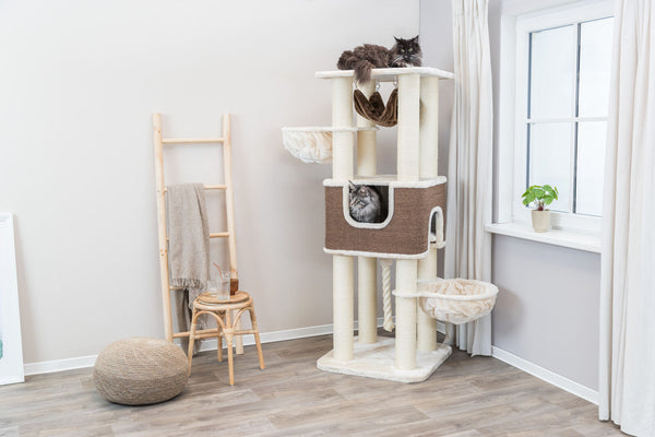 XXL Humberto cat tree, 174 cm, cream/dark brown