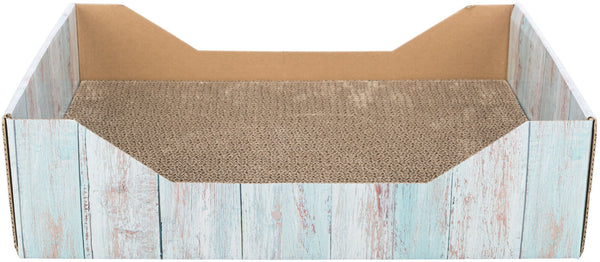 Scratching bed, cardboard, catnip, 45 × 12 × 33 cm, turquoise