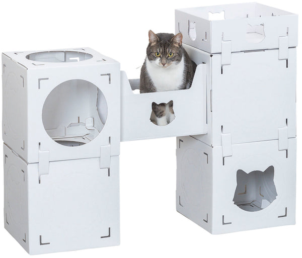 Meuble pour chats Casa Cara, carton, 93×72×30,5cm, blanc