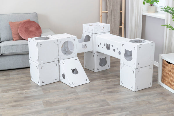 Meuble pour chats Casa Cara, carton, 93×72×30,5cm, blanc