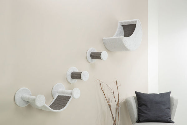 Wall set, plush, 4 pieces, white/gray