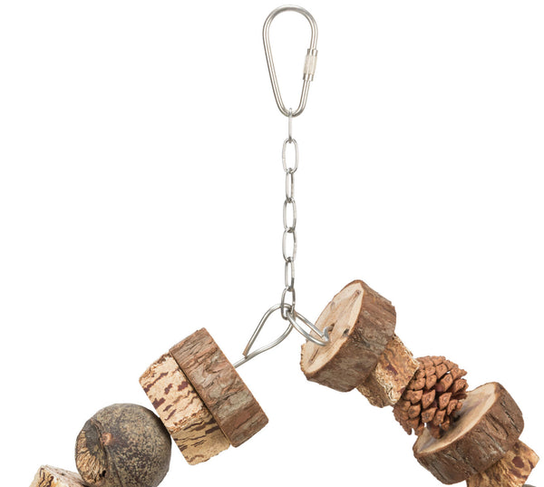 Ring swing, wood/pine cone, ø 18 cm