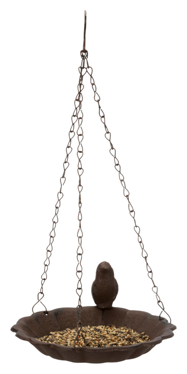 Hanging bird feeder, cast iron, 250 ml, brown