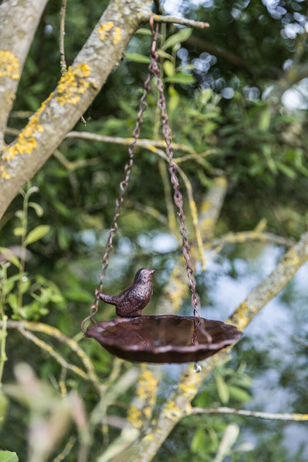 Hanging bird feeder, cast iron, 250 ml, brown