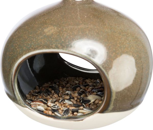 Hanging Bird Food Bowl, Ceramic, 12×14×12cm, Forest