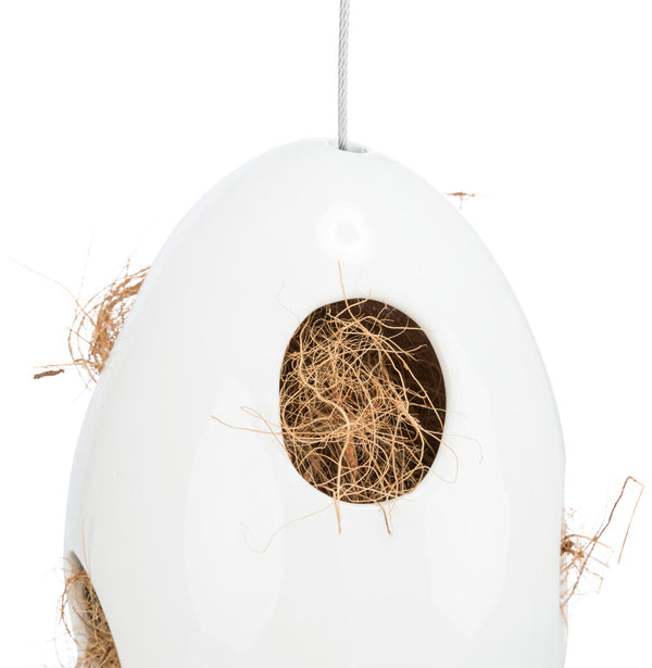 Nest building aid, hanging, ceramic, white