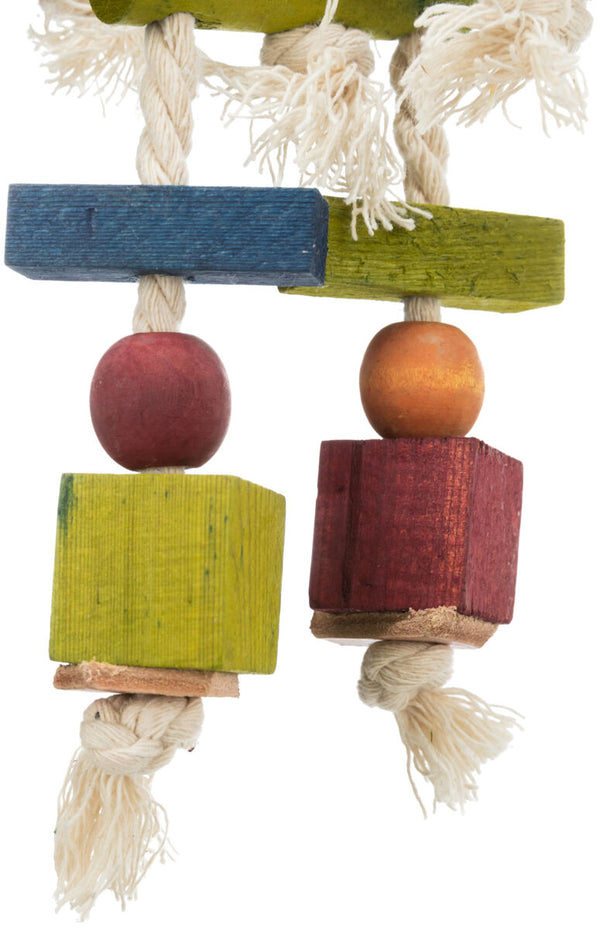 Wooden toys with leather and rope