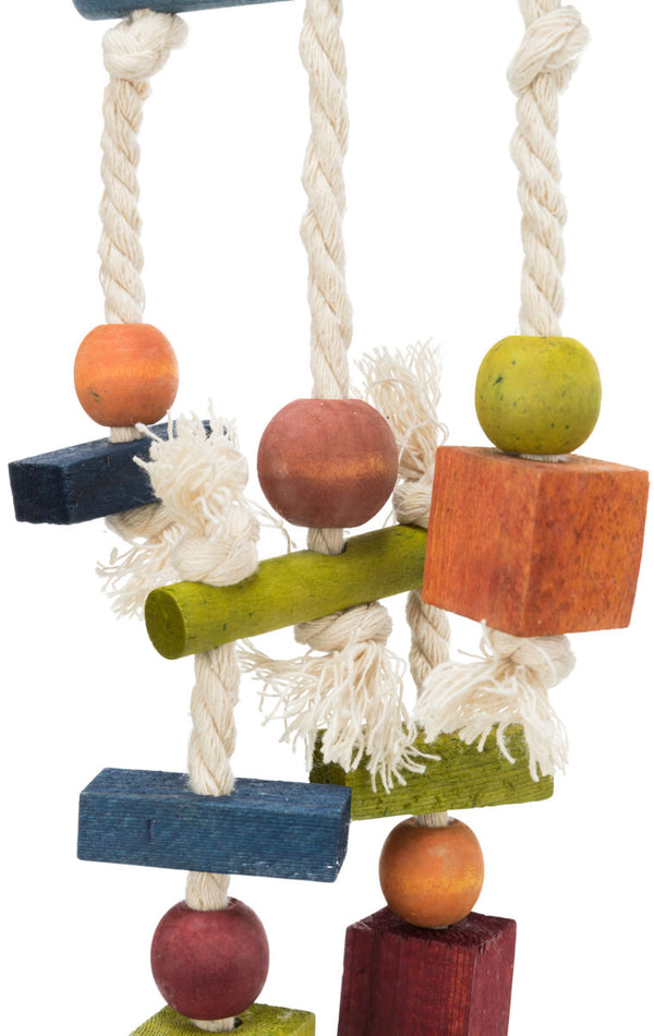 Wooden toys with leather and rope