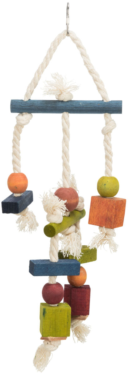 Wooden toys with leather and rope