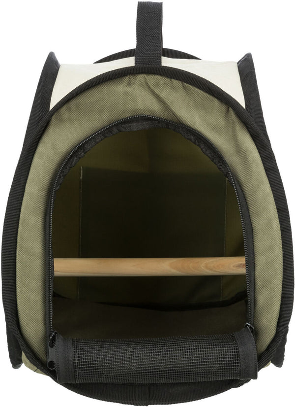 Sac de transport, oiseau/petit animal, beige/vert olive