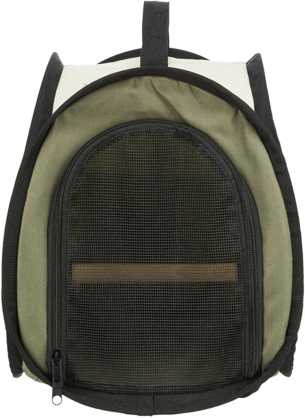 Sac de transport, oiseau/petit animal, beige/vert olive