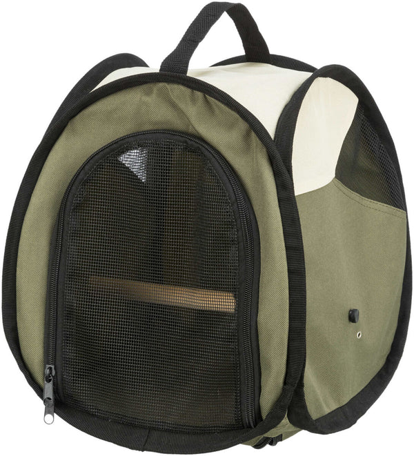 Sac de transport, oiseau/petit animal, beige/vert olive