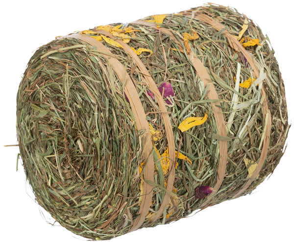 Hay roll with flowers